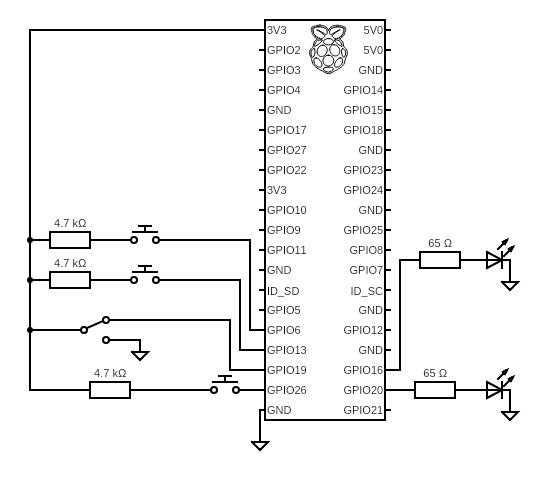The final circuit diagram for the interface board